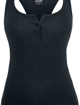 Top - Ladies Button Tanktop - XXL - für Damen - Größe XXL - schwarz - Frauen - female