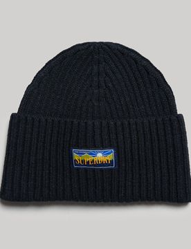 Superdry Damen Radar Beaniemütze aus Wollmischgewebe Marineblau - Größe: One Größe