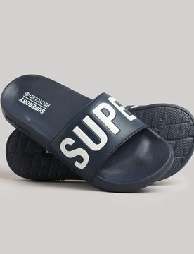 Superdry Damen Marineblau und Weiß Badesandalen Gesticktes Logo, Größe: M - Größe: M