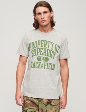 Superdry Herren Athletic College T-shirt mit Grafikprint Dunkelgrau - Größe: L