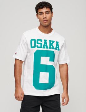 Superdry Herren Locker Geschnittenes Osaka T-shirt mit Logo Weiß - Größe: L