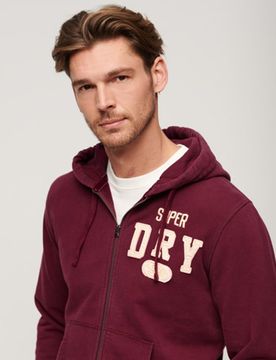 Superdry Men's Vintage Athletic Zip Hoodie Rot - Größe: M