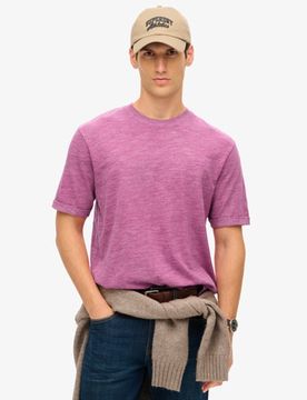 Superdry Herren Überfärbtes, Strukturiertes und Meliertes T-shirt Pink - Größe: L