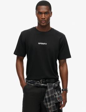 Superdry Herren Locker Geschnittenes T-shirt mit Mikro-logo Schwarz - Größe: M