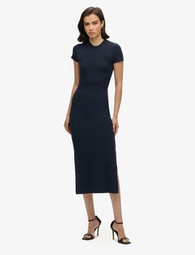 Superdry Damen T-shirt-midikleid Marineblau - Größe: 44