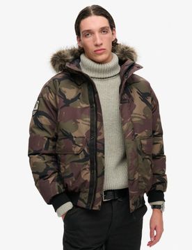 Superdry Herren Grün, Braun und Schwarz Bomberjacke Camo Druck, Größe: M - Größe: M