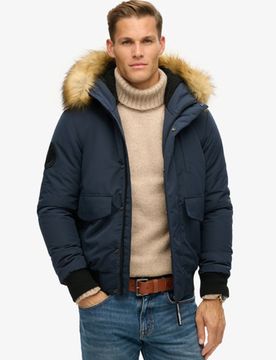 Superdry Herren Everest Bomber-steppjacke mit Kapuze Marineblau - Größe: Xxl