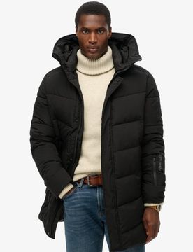 Superdry Herren Wattierter City Chevron Parka Schwarz - Größe: M