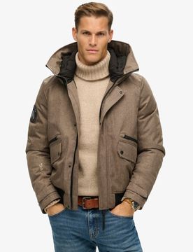 Superdry Herren Wattierte City Tweed-bomberjacke Beige - Größe: M