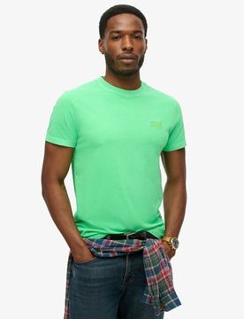 Superdry Men's Essential Logo T-shirt mit Neon-stickerei Grün - Größe: XL