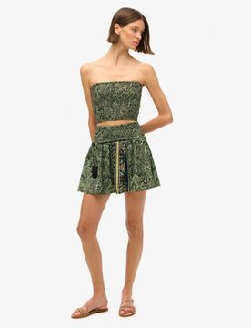 Superdry Damen Grün St Tropez Paisley-Minirock Paisley Druck, Größe: 42