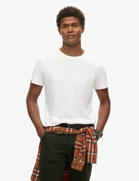 Superdry Herren Kurzärmeliges T-shirt aus Flammgarn mit Rundhalsausschnitt Weiß - Größe: L