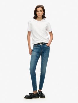 Superdry Damen Röhrenjeans mit Mittlerer Leibhöhe aus Bio-baumwolle Dunkelblau - Größe: 26/30