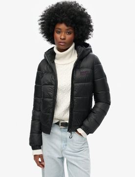 Superdry Damen Sports Bomberjacke mit Steppung Schwarz - Größe: 44