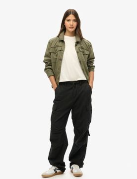 Superdry Damen Para Cargohose mit Niedriger Leibhöhe Schwarz - Größe: 26/32
