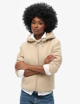Superdry Damen Borg-gefütterter Hoodie mit Reißverschluss Grau - Größe: 44