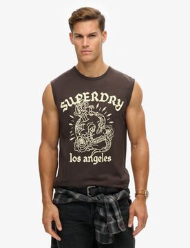 Superdry Herren Tanktop mit Tattoo-grafik Schwarz - Größe: XL