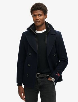 Superdry Herren Figurbetonter 2-in-1-Cabanmantel Navy - Größe: M