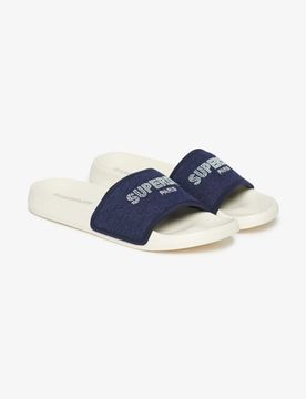 Superdry Damen Luxe Badesandalen mit Strassbesatz White - Größe: 5-6