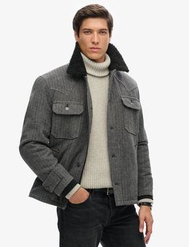 Superdry Herren The Merchant Store-arbeitsjacke aus Wolle Dunkelgrau - Größe: L