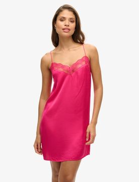 Superdry Damen Minikleid aus Seide Pink - Größe: 40