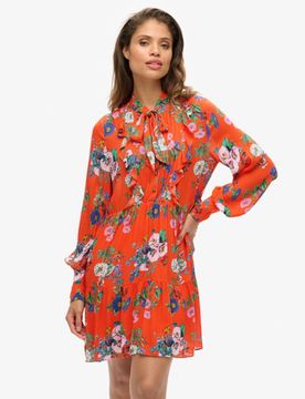 Superdry Damen Rot, Grün und Blau Minikleid Blumendruck, Größe: 40 - Größe: 40