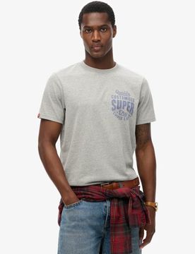 Superdry Herren Copper Label T-shirt mit Grafikprint auf der Brust Grau - Größe: Xxl