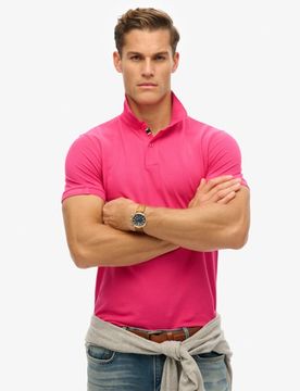 Superdry Men's City Polohemd aus Pikee Pink - Größe: L