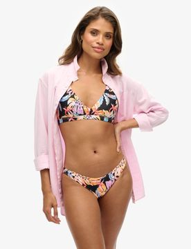 Superdry Damen Klassisches Bikinihöschen mit Print Schwarz - Größe: 38