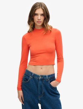 Superdry Damen Langärmeliges Oberteil mit Rückenausschnitt Orange - Größe: 42