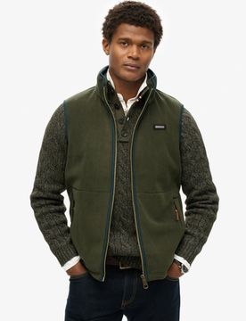 Superdry Herren Estate Fleeceweste Grün - Größe: M