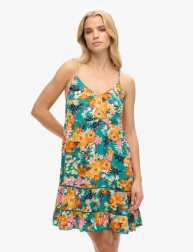 Superdry Damen Strand-minikleid mit Spaghettiträgern Türkis - Größe: 36