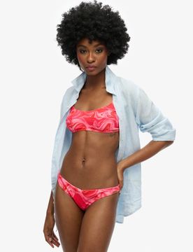 Superdry Damen Bedrucktes Bustier-bikinioberteil Pink - Größe: 36