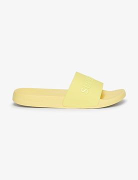Superdry Damen Vegane Badesandalen mit Logo Gelb - Größe: 7-8