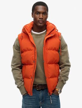 Superdry Herren Everest Steppweste mit Kapuze Orange - Größe: S