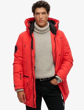 Superdry Herren Wattierter City Parka Rot - Größe: L