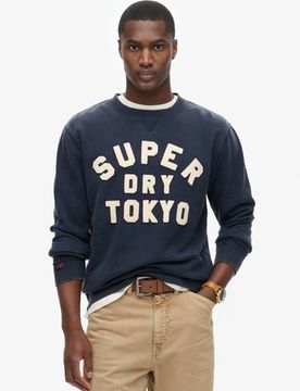 Superdry Herren Vintage Athletic Rundhals-sweatshirt Marineblau - Größe: M