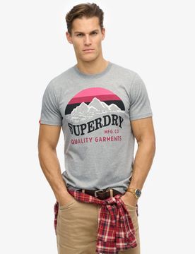 Superdry Herren Locker Geschnittenes, Klassisches Great Outdoors T-shirt Hellgrau - Größe: XL