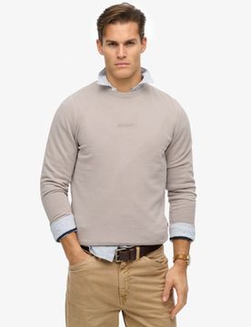 Superdry Herren Micro Rundhals-sweatshirt mit Logo Beige - Größe: M