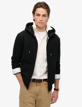 Superdry Herren Essential Logo Zip-hoodie mit Angerauter Innenseite Schwarz - Größe: L