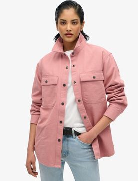 Superdry Damen Baumwolle Workwear-Hemdjacke, Rosa - Größe: 38