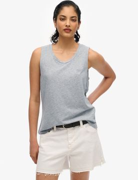 Superdry Women's Tanktop mit Weitem Rundhalsausschnitt Grau - Größe: 36