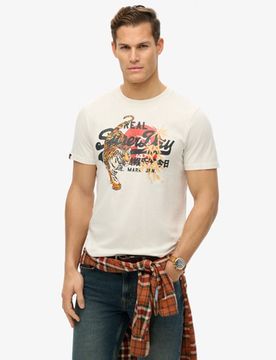 Superdry Herren Vintage Logo Tokyo Relaxed T-shirt Weiß - Größe: M