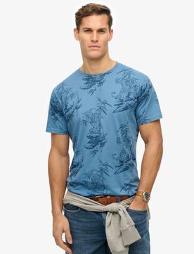 Superdry Men's Klassisches Essential T-shirt mit Print Blau - Größe: M