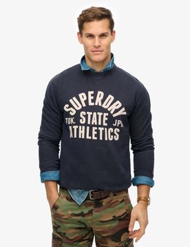 Superdry Men's Athletic Essentials Rundhals-sweatshirt Marineblau - Größe: L