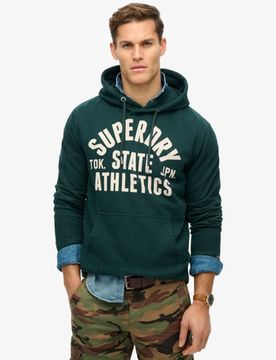Superdry Men's Athletic Essentials Kapuzenpullover Grün - Größe: M