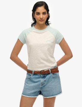Superdry Damen Essential Raglan-t-shirt aus Bio-baumwolle mit Logo Creme - Größe: 42
