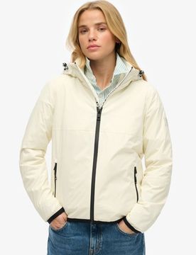 Superdry Damen Windbreaker-jacke mit Kapuze und Logo Weiß - Größe: 36