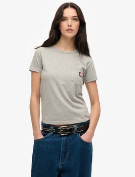 Superdry Women's Athletic Essential T-shirt mit Tasche Grau - Größe: 40