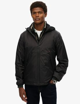 Superdry Herren Windbreaker-jacke mit Kapuze und Logo Schwarz - Größe: S